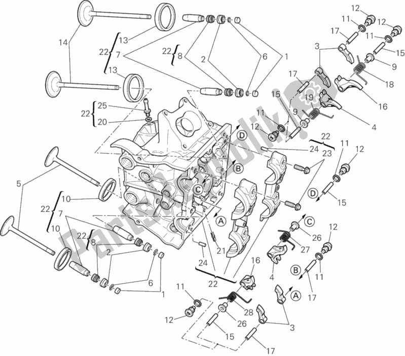 Todas as partes de Cabeça De Cilindro Horizontal do Ducati Diavel Carbon USA 1200 2013